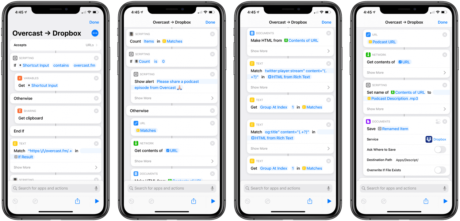 Podcast transcript shortcut